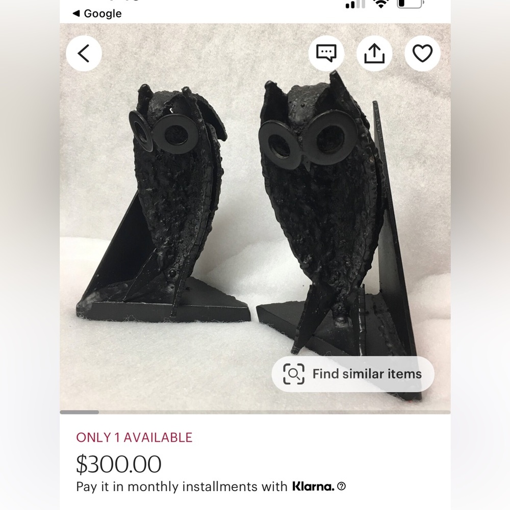 VINTAGE STONE BLACK OWL BOOK ENDS - Picture 15 of 16